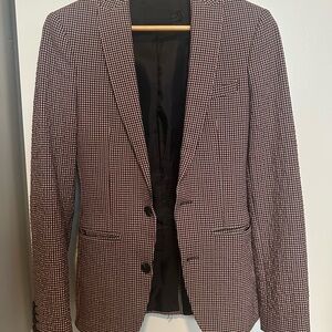 Classic Red and Navy Checkered Men's Blazer